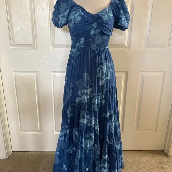 knee length dresses for ladies Sundrenched Maxi Dress in Blue Granite – Laluxe Femme